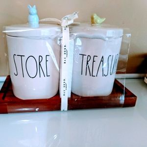 Rae Dunn Store & Treasures Cansister set with Wood